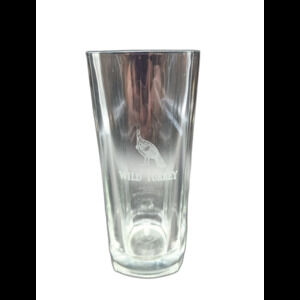 Vtg Wild Turkey Engraved High Ball Glass Square Tom Collins